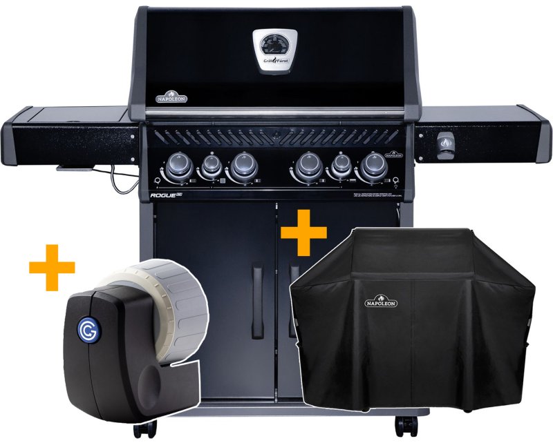 Napoleon Rogue SE 525 Gasgrill - all-black - Grillfürst Edition inkl. Abdeckhaube - SMART Deal inkl. Grillfürst Grill Control - Modell 2024