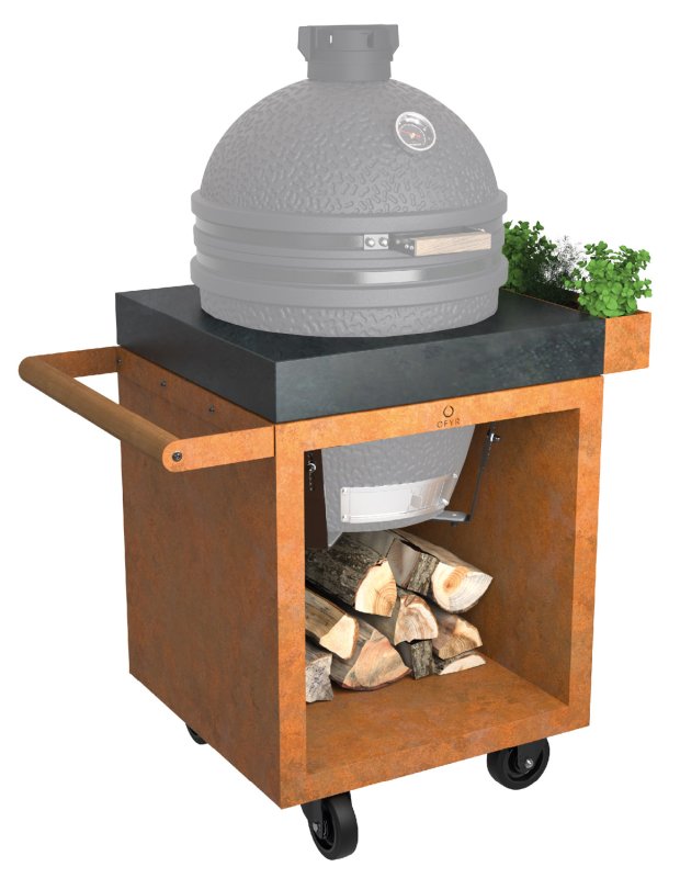 OFYR Kamado Table Corten 65 PRO für The Bastard - mit Beton-Arbeitsplatte