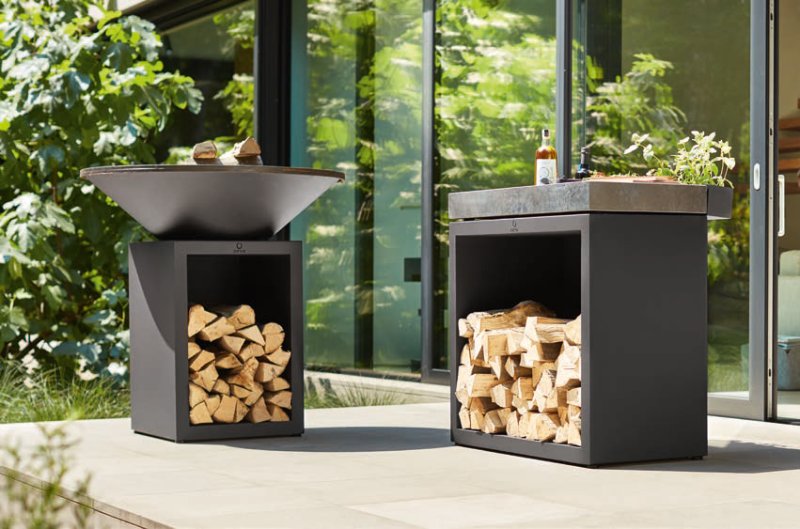 OFYR Butcher Block Storage 90 Black - mit Keramik-Arbeitsplatte & Holzlager