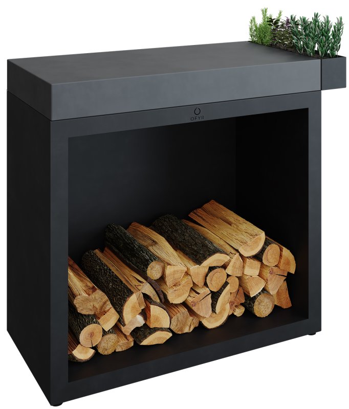 OFYR Butcher Block Storage 90 Black - mit Keramik-Arbeitsplatte & Holzlager