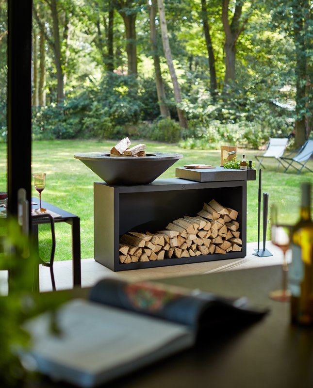 OFYR Grill Feuerplatte Island Black 100 - mit Keramik-Arbeitsplatte
