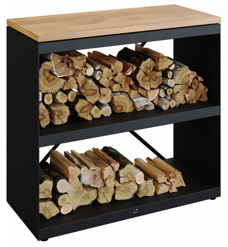 OFYR Wood Storage Black Dressoir - Holzlager Sideboard mit Teakholz Arbeitsfläche