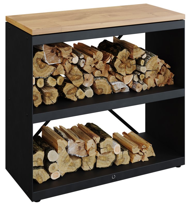 OFYR Wood Storage Black Dressoir - Holzlager Sideboard mit Teakholz Arbeitsfläche