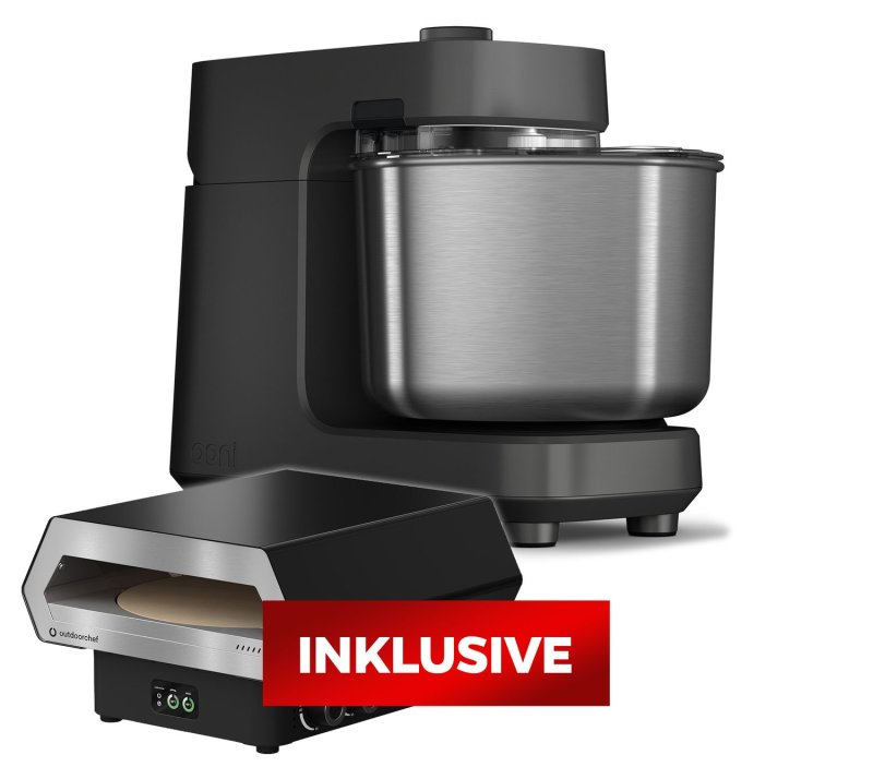Ooni Teigknetmaschine / Spiralkneter Halo Pro - Charcoal Grey + Outdoorchef Gas Pizzaofen Prismo 420 G