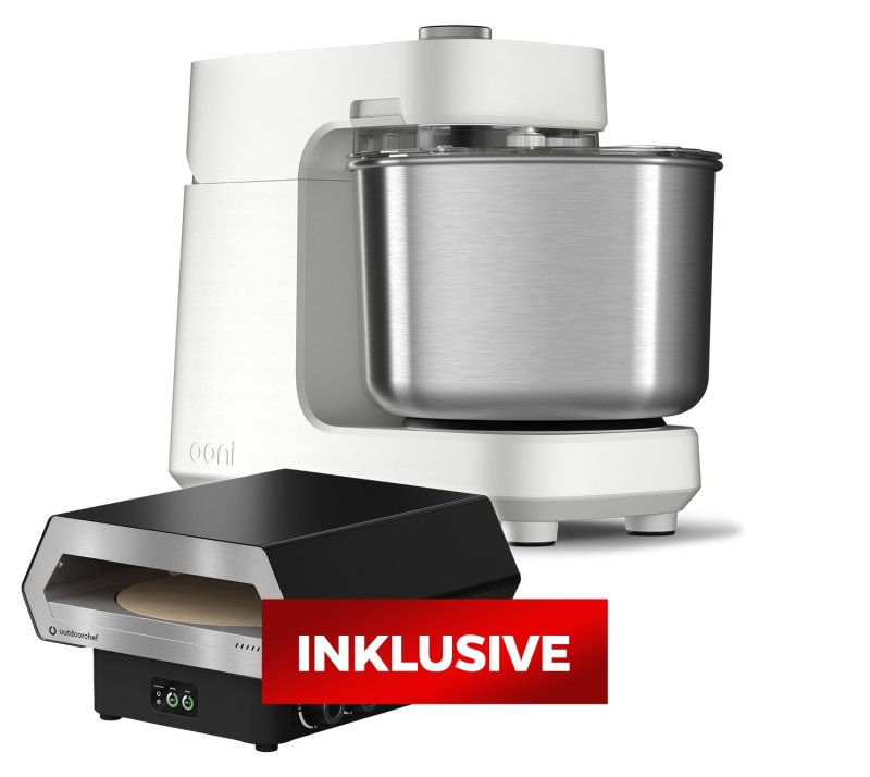 Ooni Teigknetmaschine / Spiralkneter Halo Pro - Polar White inkl. Outdoorchef Gas Pizzaofen Prismo 420 G