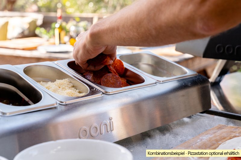 Ooni Edelstahl Behälter mit Deckel - medium 1,6 Liter - passend für Pizzatopping-Station