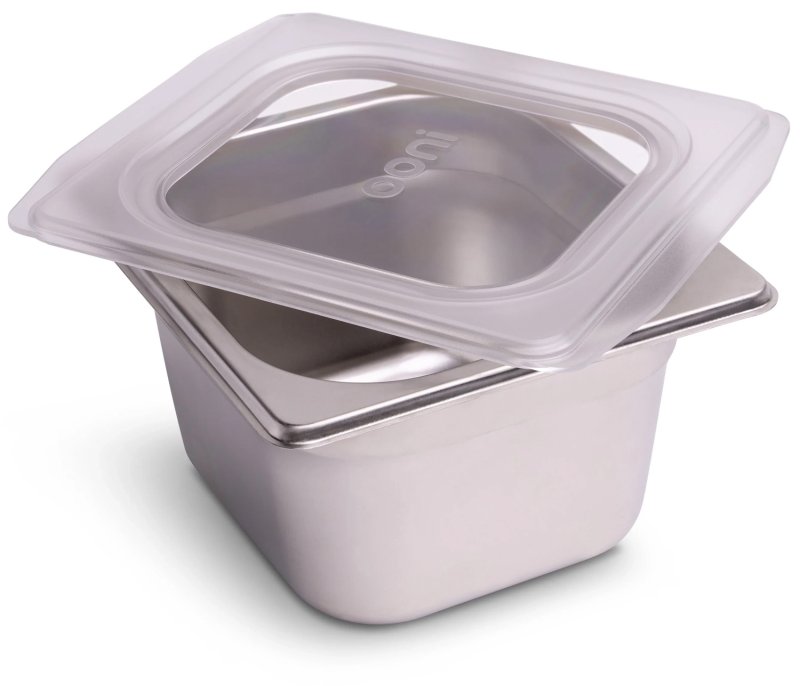 Ooni Edelstahl Behälter mit Deckel - medium 1,6 Liter - passend für Pizzatopping-Station