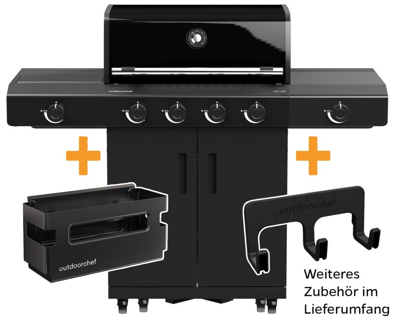 Outdoorchef Gasgrill - Grillstation HEAT C-435 RB mit Blazing Zone und Heckbrenner - inkl. Easy Check Thermometer und Abdeckhaube