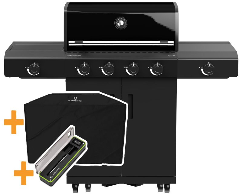 Outdoorchef Gasgrill - Grillstation HEAT C-435 RB mit Blazing Zone und Heckbrenner - inkl. Easy Check Thermometer und Abdeckhaube