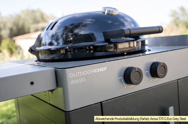 Outdoorchef Gas Kugelgrill Arosa 570 G Evo Black Style - inkl. Blazing-/Cooking Zone Kit Plus und Plancha