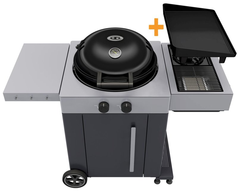 Outdoorchef Gas Kugelgrill Arosa 570 G Grey Steel EVO mit Blazing-/Cooking Zone - inkl. Plancha Grill Gussplatte