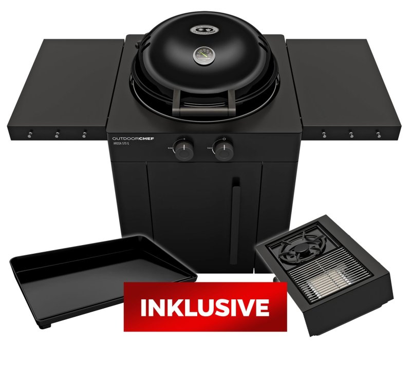 Outdoorchef Gas Kugelgrill Arosa 570 G Evo Black Style - inkl. Blazing-/Cooking Zone Kit Plus und Plancha