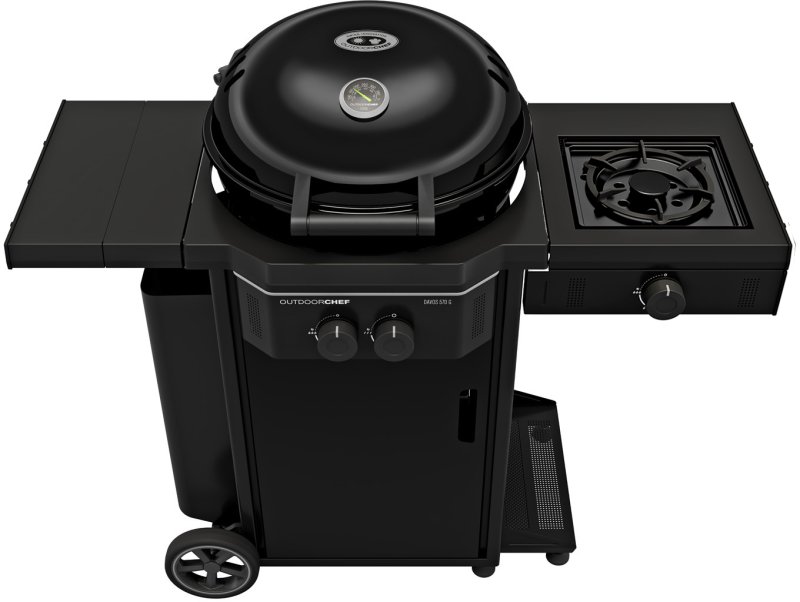 Outdoorchef Gas Kugelgrill Davos 570 G Pro inkl. Cooking Zone, Zubehörhalter Kit und Gasflaschen Kit 11Kg