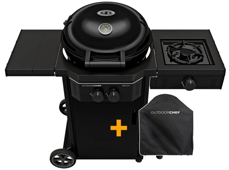 Outdoorchef Gas Kugelgrill Davos 570G Pro mit Cooking Zone (Seitenkocher) & Abdeckhaube