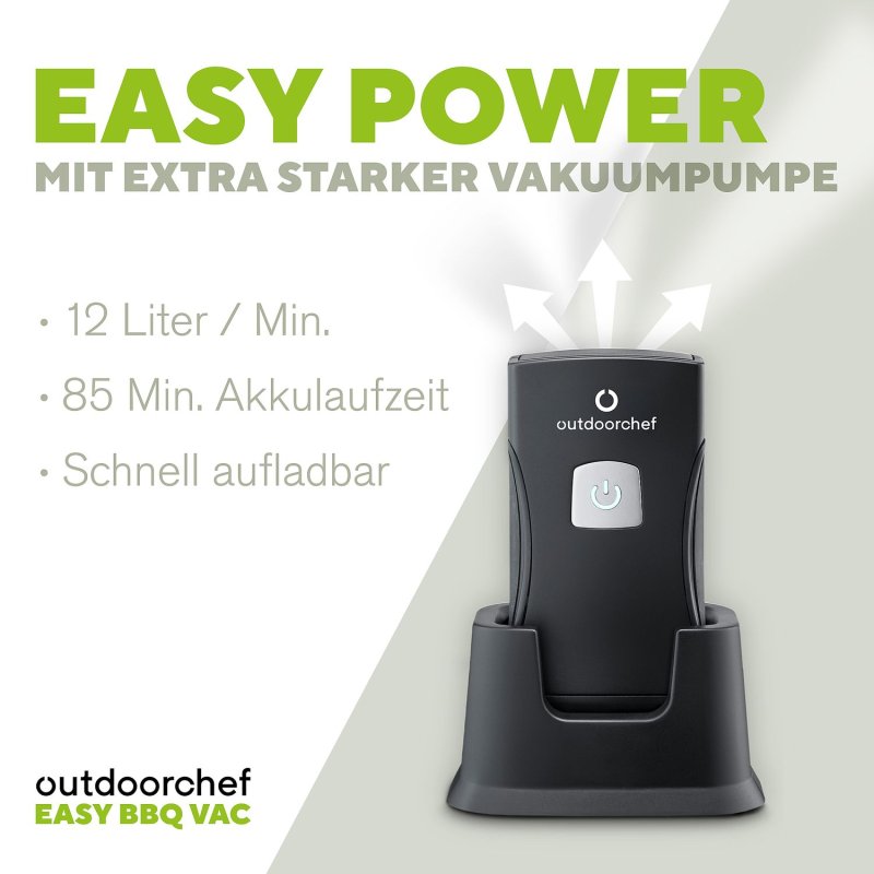 Outdoorchef Easy BBQ Vac Vakuumierer inkl. Starter Set - Kabelloser Einhand-Vakuumierer