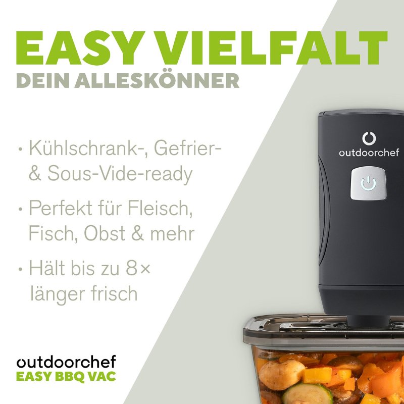 Outdoorchef Easy BBQ Vac Vakuumierer inkl. Starter Set - Kabelloser Einhand-Vakuumierer