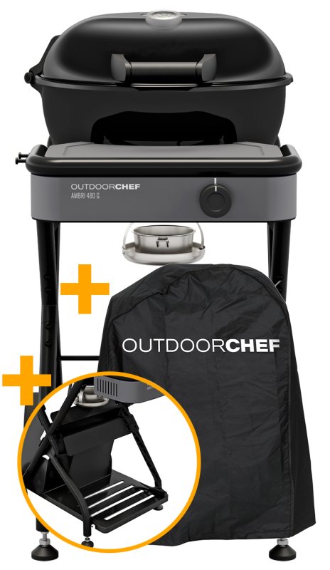 Outdoorchef Gas Kugelgrill Ambri 480 G Evo - inkl. Abdeckhaube und Unterbau-Kit