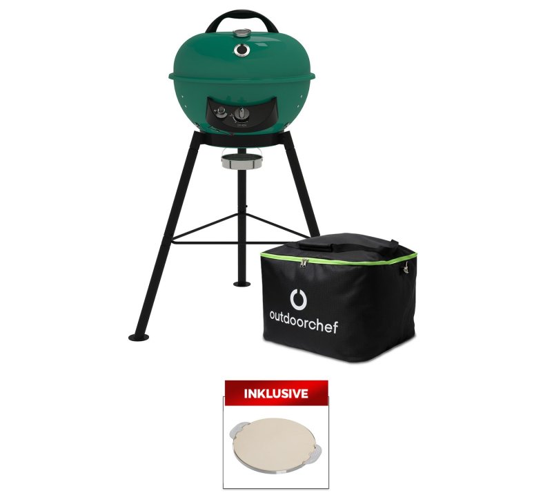 Outdoorchef Gas Kugelgrill City 420 G SE Green mit Tragetasche inkl. Outdoorchef Pizzastein