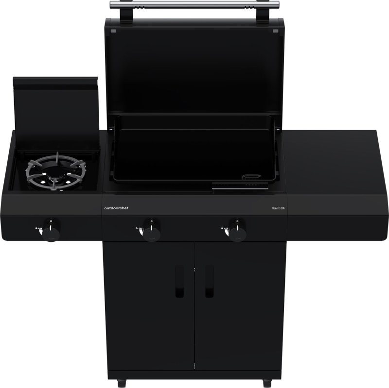 Outdoorchef Power Grillstation HEAT C-265 mit 2 x Blazing Zone und Seitenkocher - inkl. XL Gusseisen Plancha