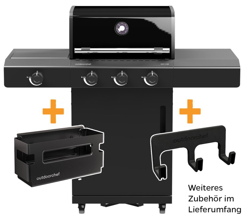 Outdoorchef Gasgrill - Grillstation HEAT C-335 mit Blazing Zone - inkl. Easy Check Thermometer und Abdeckhaube