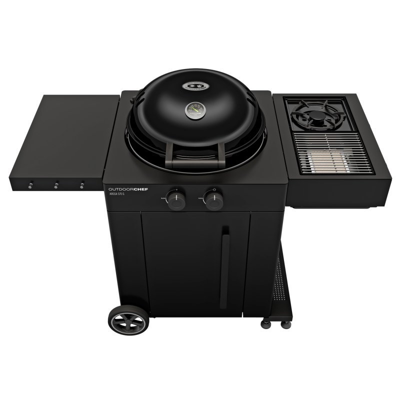 Outdoorchef Gas Kugelgrill Arosa 570 G Evo Black Style - inkl. Blazing-/Cooking Zone Kit Plus und Plancha