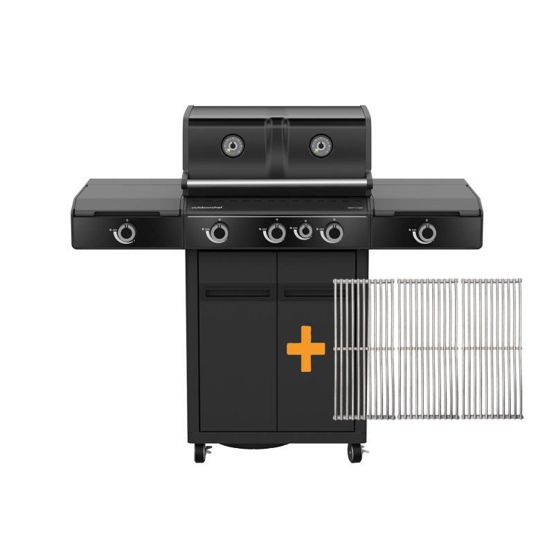 Outdoorchef Gasgrill - Grillstation HEAT X-345 RB - X-DEAL inkl. zusätzlichen Grillfürst Edelstahl Gussrosten (3 Stk.)