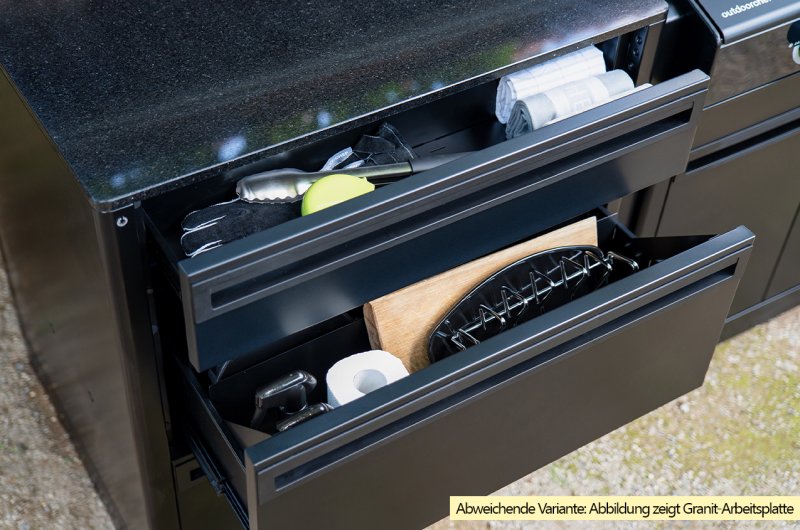 Outdoorchef HEAT Outdoor Küche S 415/Schrankmodul 3er Schublade - mit Arbeitsplatte aus HPL (Holzdekor)