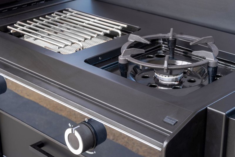 Outdoorchef HEAT Outdoor Küche 3-teilig: EGG 460 H + X-245 + Schubladenschrank schmal - mit Arbeitsplatte aus Granit