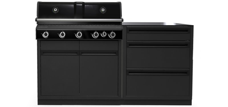 Outdoorchef HEAT Outdoorküche S 515/Schrankmodul 3er Schublade - mit Arbeitsplatte aus Granit
