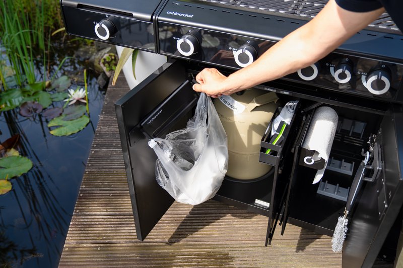 Outdoorchef HEAT Organizer - 4 tlg. mit Universalhalter, Küchenrollenhalter, Abfallbeutelhalter und Trennwand - magnetisch (für HEAT Grills, außer X-345)