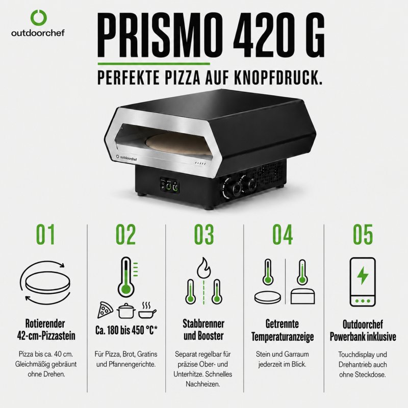 Outdoorchef Gas Pizzaofen Prismo 420 G inkl. Abdeckhaube und Pizzaschieber