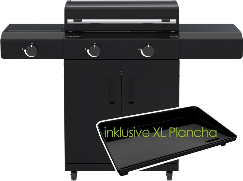 Outdoorchef Power Grillstation HEAT C-265 mit 2 x Blazing Zone und Seitenkocher - inkl. XL Gusseisen Plancha