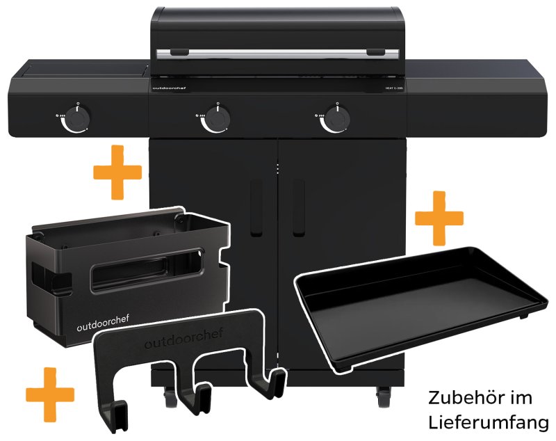 Outdoorchef Planchagrill HEAT C-265 - mit Doppel-Blazing-Zone, Cooking Zone und Gusseisen-Plancha
