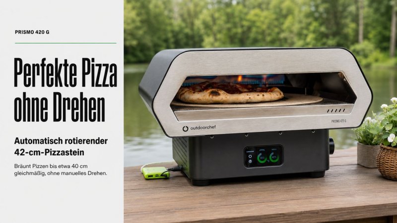 Outdoorchef Gas Pizzaofen Prismo 420 G inkl. Powerbank, Pizzaschieber, Pizzaofen-Bürste und -Schaber