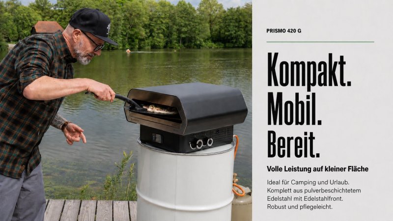 Outdoorchef Gas Pizzaofen Prismo 420 G inkl. Powerbank, Pizzaschieber, Pizzaofen-Bürste und -Schaber