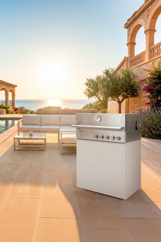 Outdoorchef QUBE X-415 RB S Edelstahl - Grillfürst Edition - Soft Beige