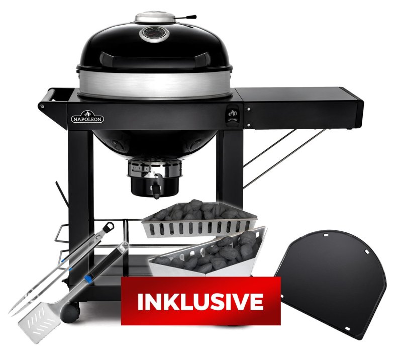 Napoleon PRO-CART Holzkohlegrill Kugelgrill Ø 57 cm - 50 Jahre Napoleon - inkl. Grillplatte, Holzkohlekörben und Grillbesteck Pro