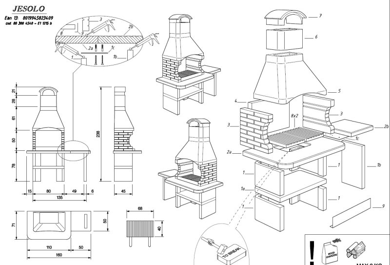 Palazzetti Grillkamin Jesolo 2 inkl. Montagematerial
