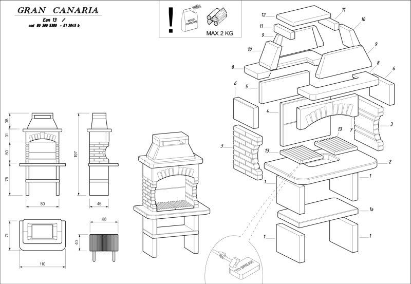 Palazzetti Grillkamin Gran Canaria inkl. Montagematerial