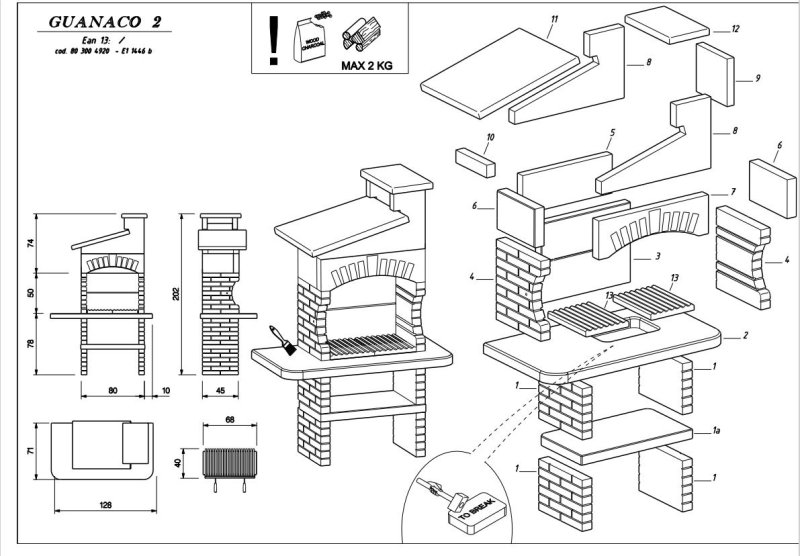 Palazzetti Grillkamin Guanaco 2 inkl. Montagematerial