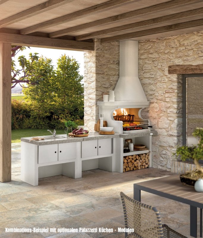 Palazzetti Grillkamin Levanzo - Eck-Grillkamin Einbau rechts inkl. Montagematerial