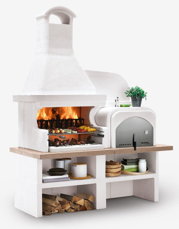 Palazzetti Outdoor Küche Malibu 2: Modul Grillkamin mit Pizzaofen inkl. Montagematerial