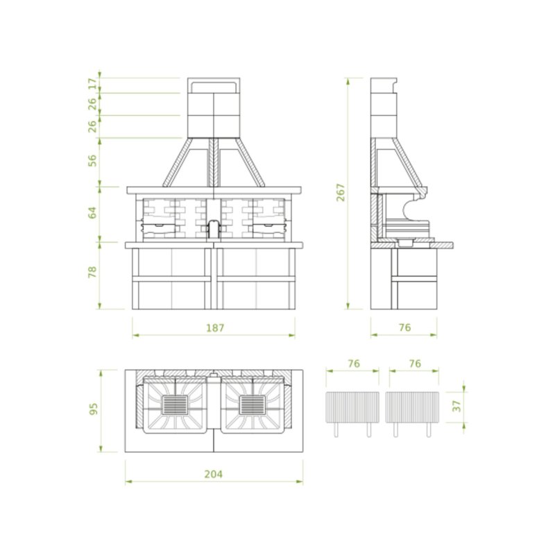 Palazzetti Grillkamin Miami 3 inkl. Montagematerial