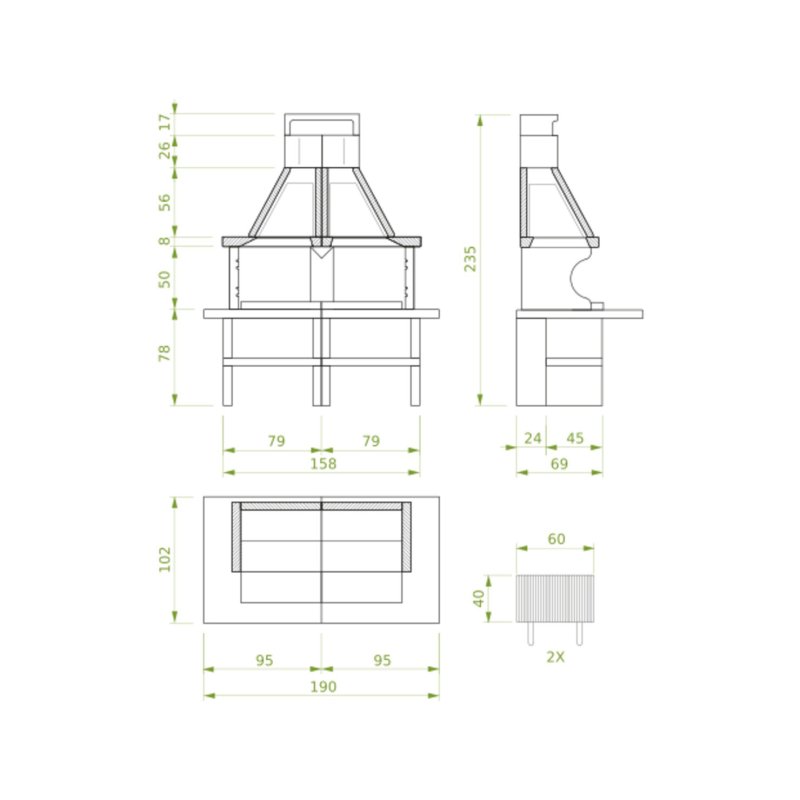 Palazzetti Grillkamin Patmos inkl. Montagematerial