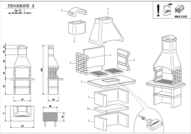 Palazzetti Grillkamin Tenerife 2  inkl. Montagematerial