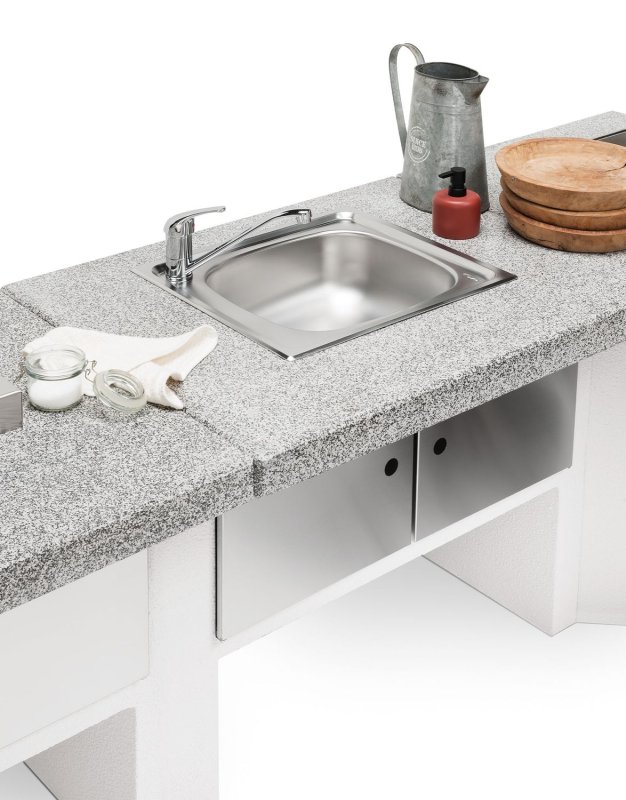 Palazzetti Outdoor Küche: Modul Spüle - Marmotech Granitoptik grau