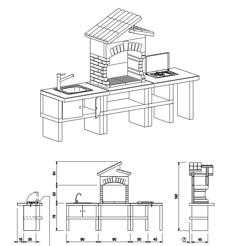 Palazzetti Outdoor Küche Cordoba inkl. Montagematerial