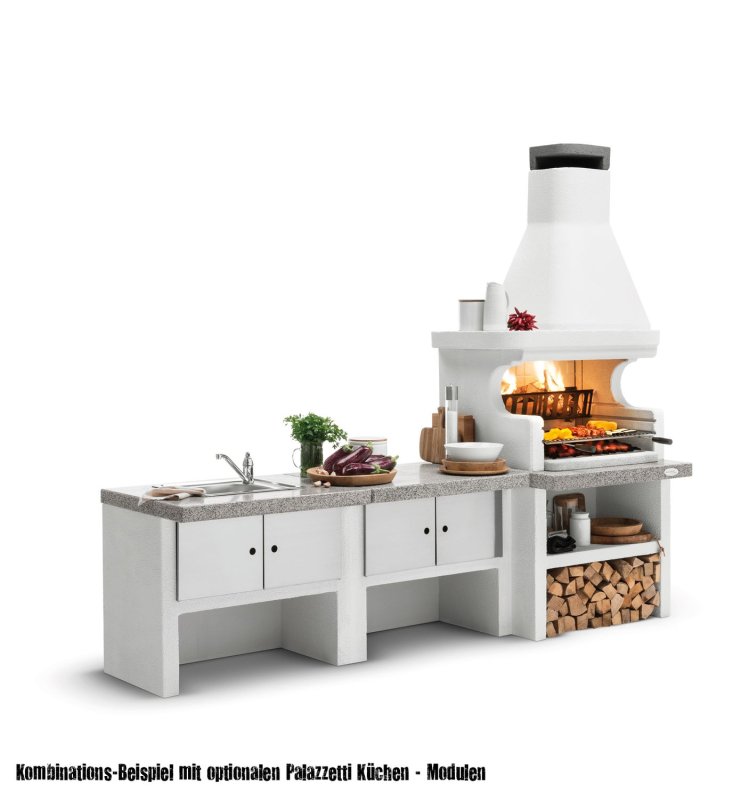 Palazzetti Grillkamin Levanzo - Eck-Grillkamin Einbau rechts inkl. Montagematerial