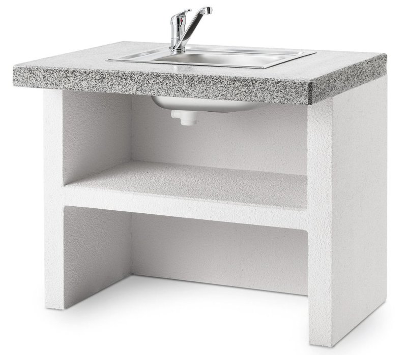 Palazzetti Outdoor Küche: Modul Spüle - Marmotech Granitoptik grau