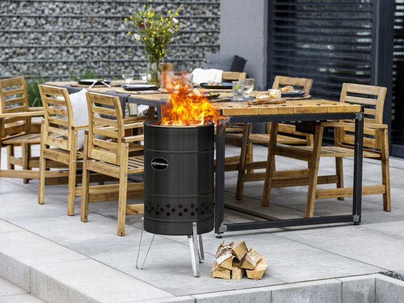 Petromax Pyron Feuertonne Black Edition - inkl. Pypla Feuerplatte